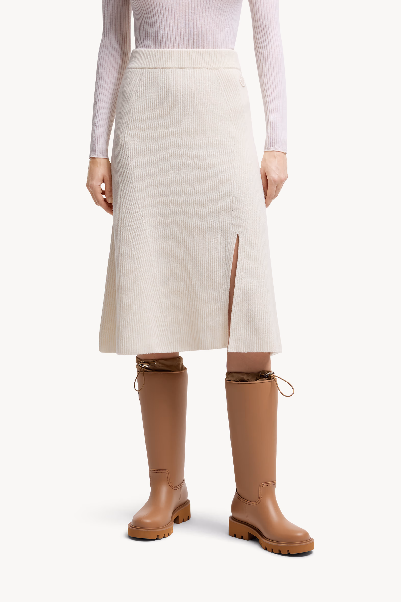 Wool & Cashmere Midi Skirt Women White Moncler 3
